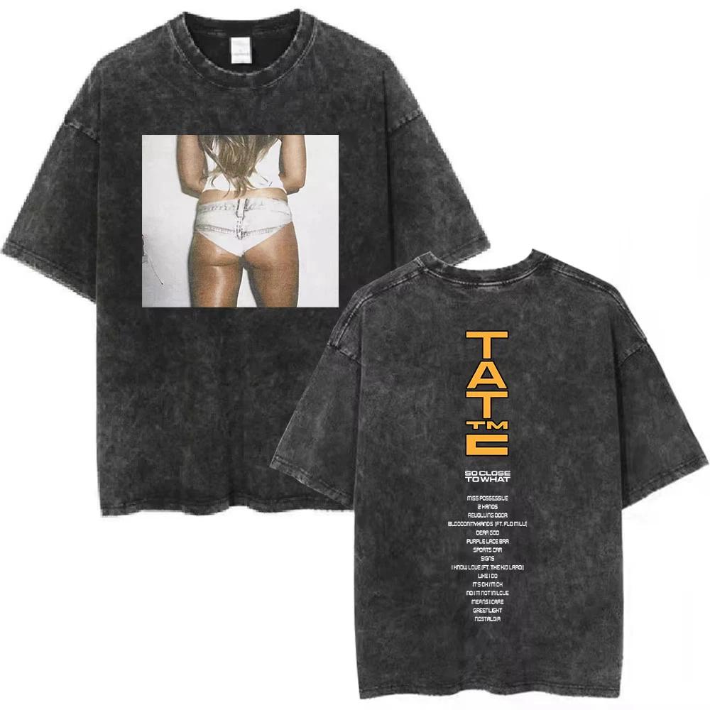 Tate McRae Graphic T Shirt Washed Black Y2K Streetwear Unisex Tee S-XXL XL