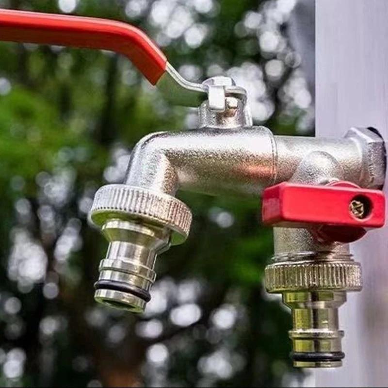 1/2" Zinc Alloy Faucet Brass Water Faucet Outside & Inside Used Easy Turn On/off Lever Handle Watering Supply Taps Ball Valve