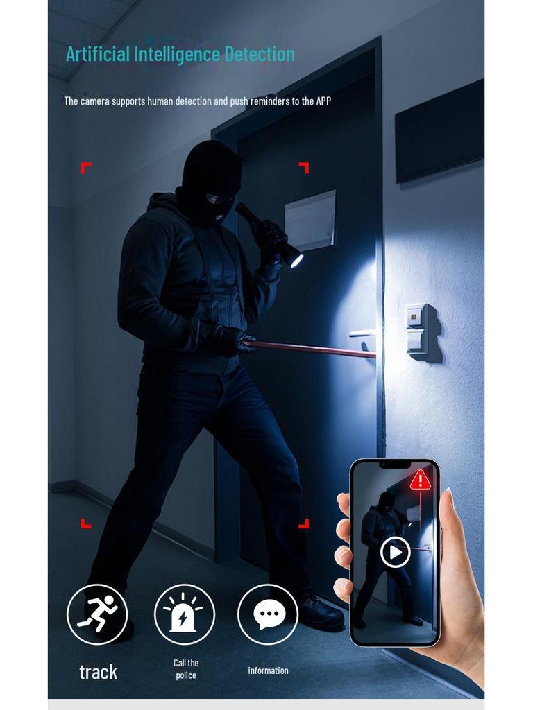 4MP HD Outdoor WiFi Dual-Lens Surveillance Camera with AI Tracking & Warning Light Alarm