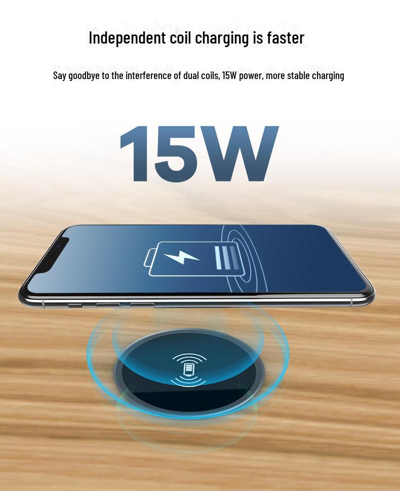 Eingebettetes Desktop-Wireless-Qi-Ladegerät: 15W Schnellladung für Mobiltelefone, Ideal für Schreibtische mit Spülbeckenloch-Kompatibilität