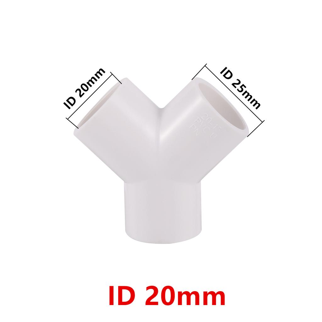 2Pcs PVC Tradesen 20/25/32mm Plastic Y-Shaped Three-Way Fork Water Pipe Y Tee Connector Aquarium Connector UPVC Pipe Adapter