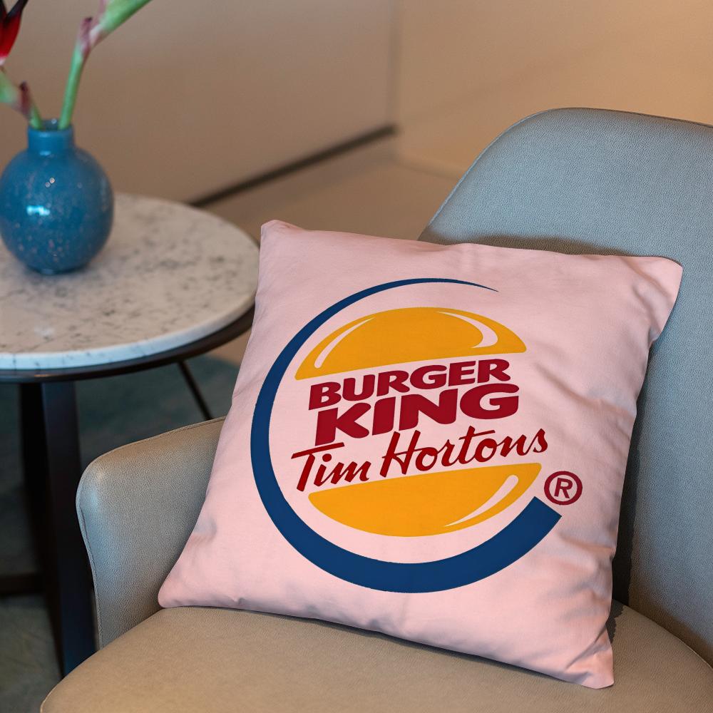 Burger King Cushion Cover 2-in-1 Reversible Plush Pillow Cover | Car/Sofa/Bed | Perfect Gift 12x12Inch
