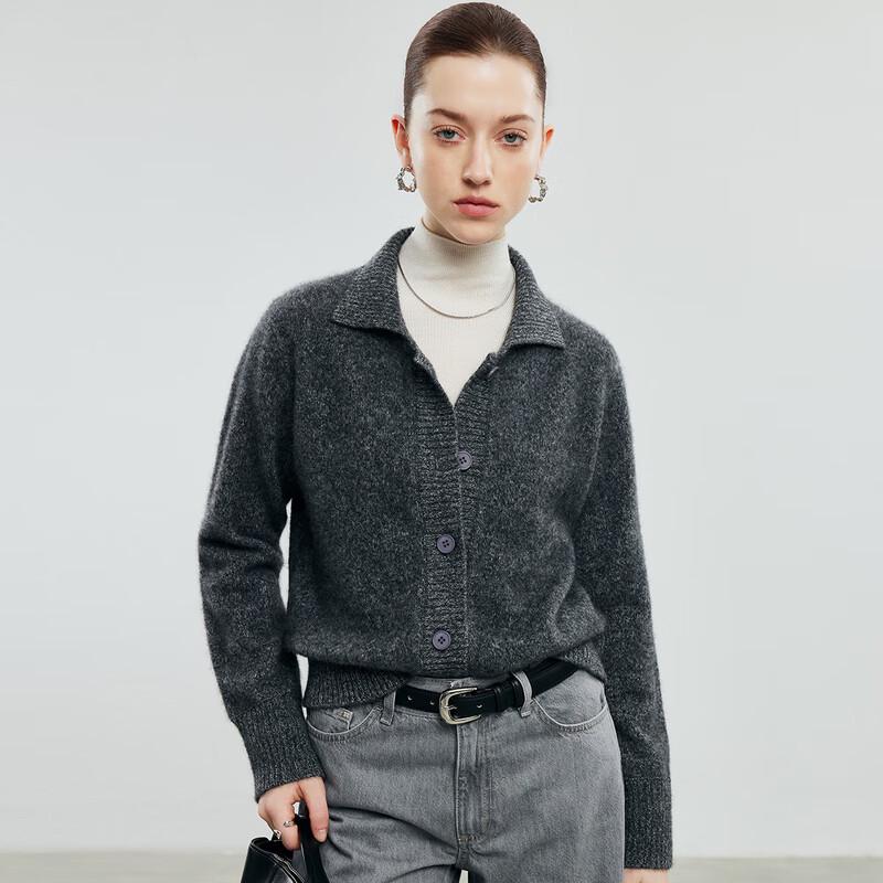 

PALUOPO Women s Pure Cashmere Lapel Cardigan M