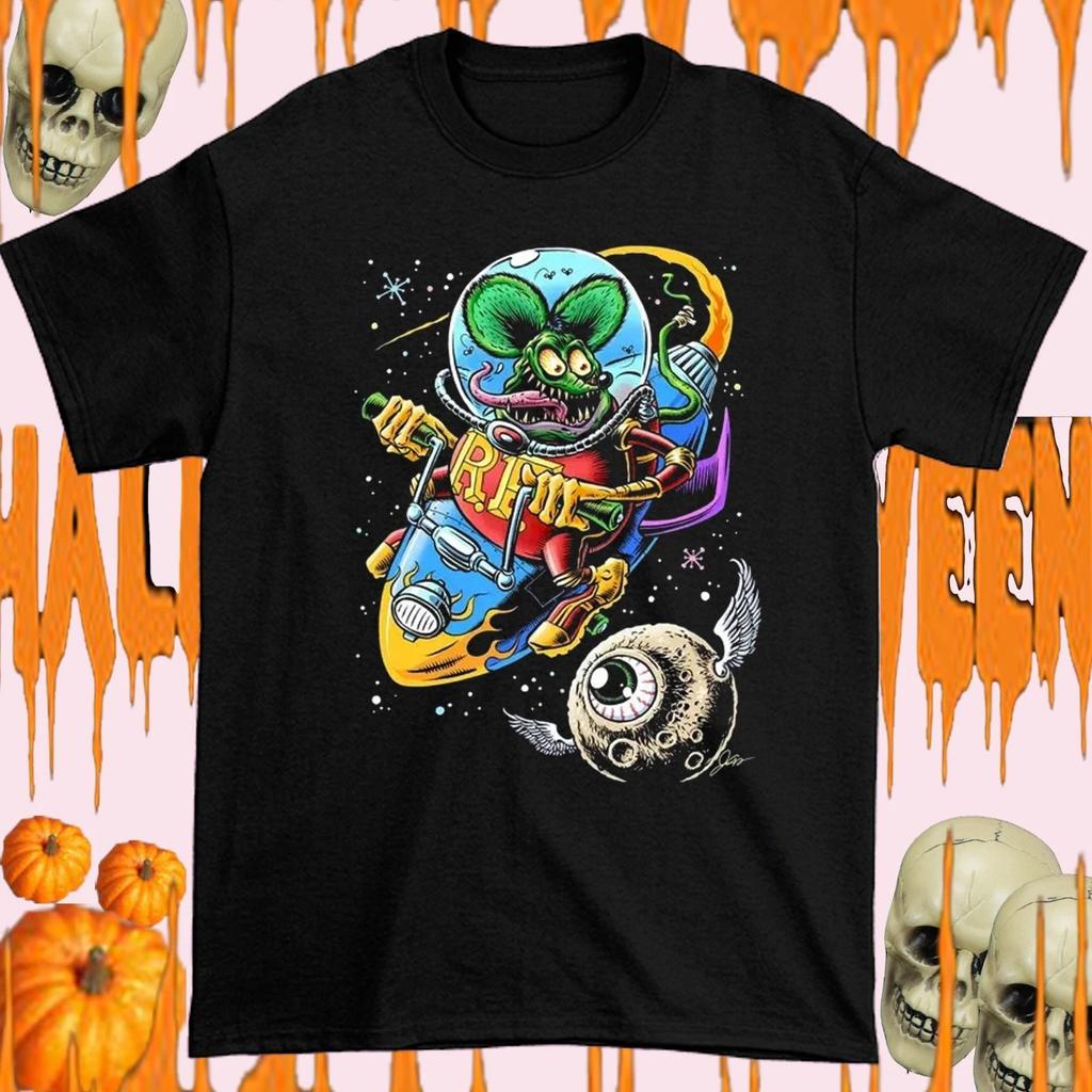 Ed Roth Rat Fink Happy Black Cotton All Size Shirt