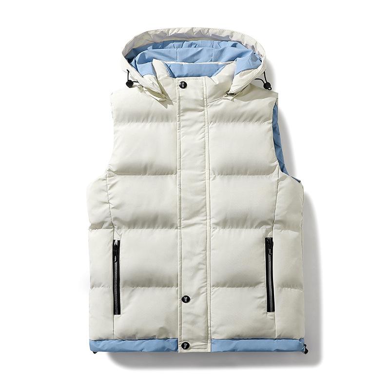 Thickened Hooded Vest In Autumn and Winter Men's Vest Large Size Vest Cotton Coat Horse Clip Jacket Men