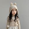Rabbit Ear Hand Knitted Cap Soft Warm Ear Protection Cap Korean Baby Crochet Hat  Girls