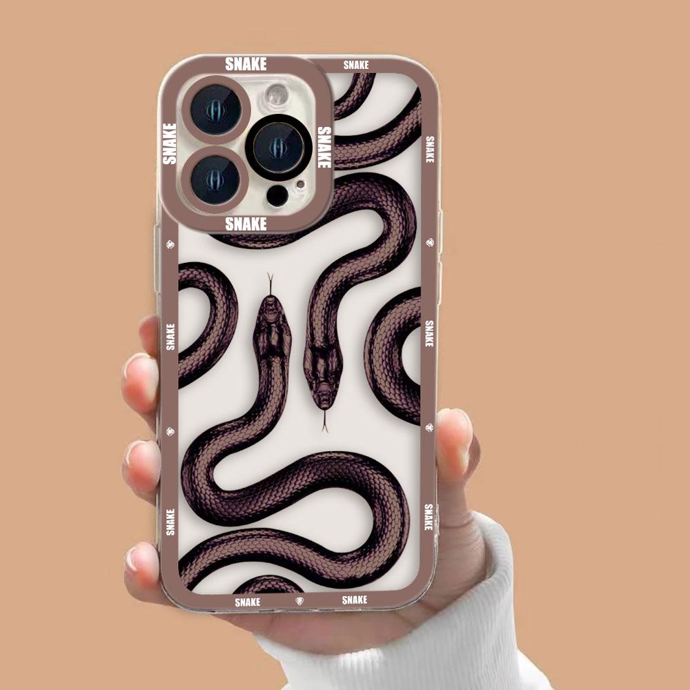 Black Purple Red Gold Snake Cover Clear Phone Case For Redmi Note 15 14 13 12 12S 11 11T 11S 10 9 10S 9S 8 Pro Plus Case Shell