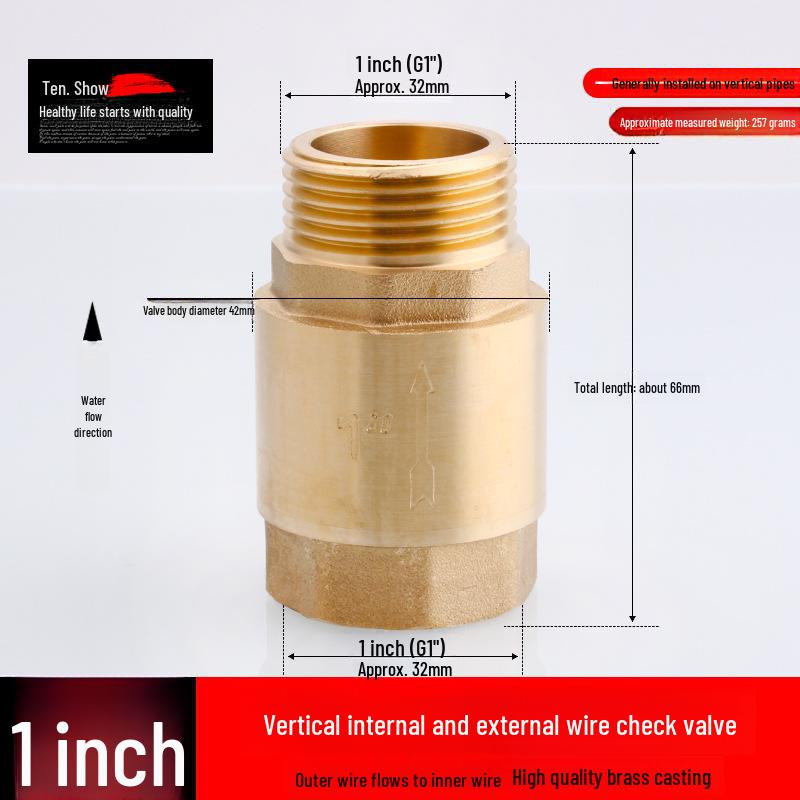 Miedziany zawór zwrotny pionowy i poziomy 4/6 punktów, 1 cal do rur wodnych i grzejników