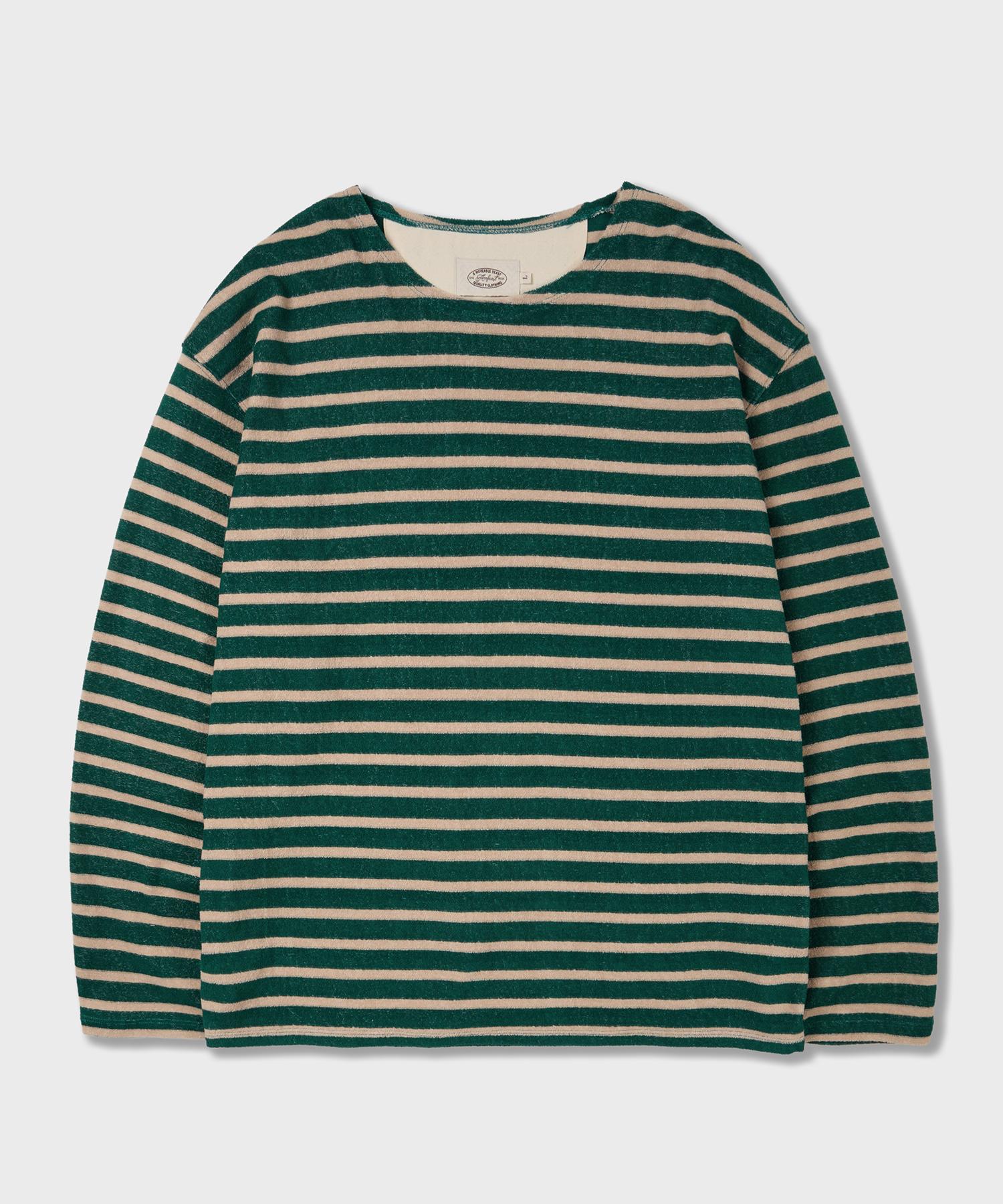 Amphist Terry Stripe Long Sleeve T-Shirt Green Green/Large