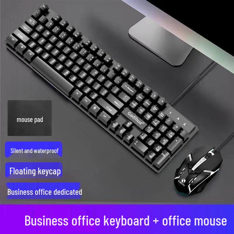Silent Wired Keyboard and Mouse Set for Gaming and Office Use