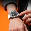 OLEVS Mens Watch Fashion Silicone Strap Tonneau Chronograph Quartz Watch Waterproof Luminous Sports Date Watches Gifts