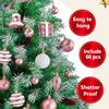 Joyfy 66 Pcs Christmas Balls Ornaments Set Pink Shatterproof Plastic Christmas Tree Ornaments for Xmas Hanging Decoration