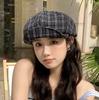 Plaid Beret Female Spring And Summer Mori Literary And Artistic Versatile Newsboy Hat Showing Face Small Octagonal Hat Painter Hat