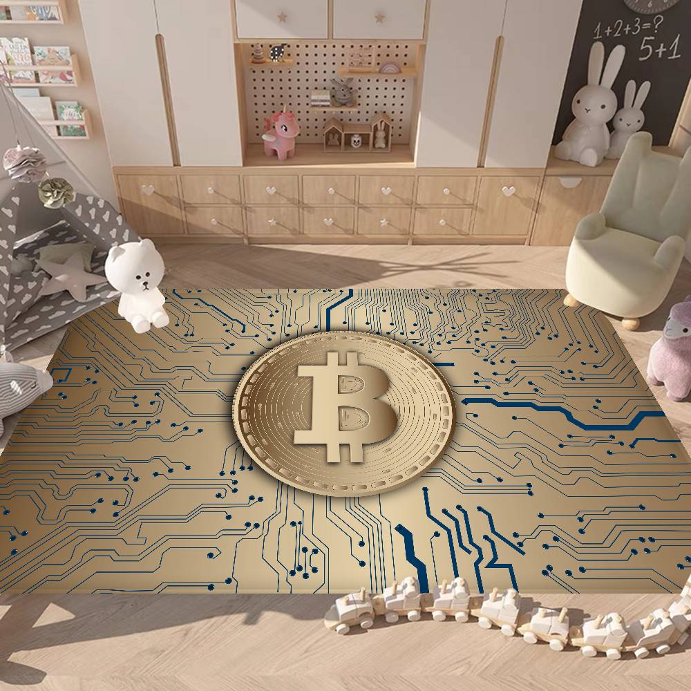 Luxurious B-bitcoin Logo Room Mats Retro Multiple Choice Living Room Kitchen Rug Non-Slip Welcome Rug