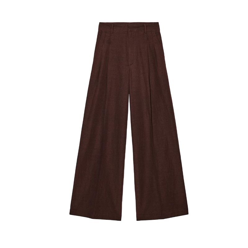 Back Opening Design V Neck Vest Jacket 4749766 High Waist Wide Leg Leisure Pleated Pants 1255435