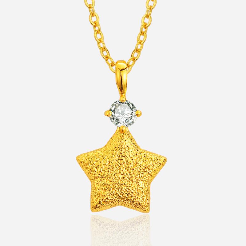 Brushed Star Zircon Pendant Necklace: Elegant Summer Clavicle Chain for Women
