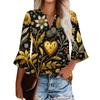 Top da donna casual alla moda con stampa floreale, maniche corte e girocollo