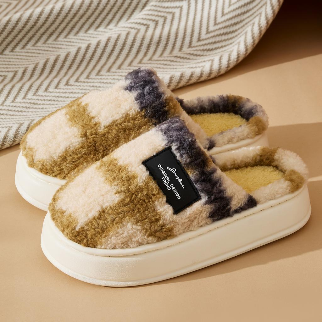 Winter Women Home Slippers Plush Warm Thick Bottom Slides Breathable Soft Non-slip Slippers Indoor Outdoor Men Casual Slippers