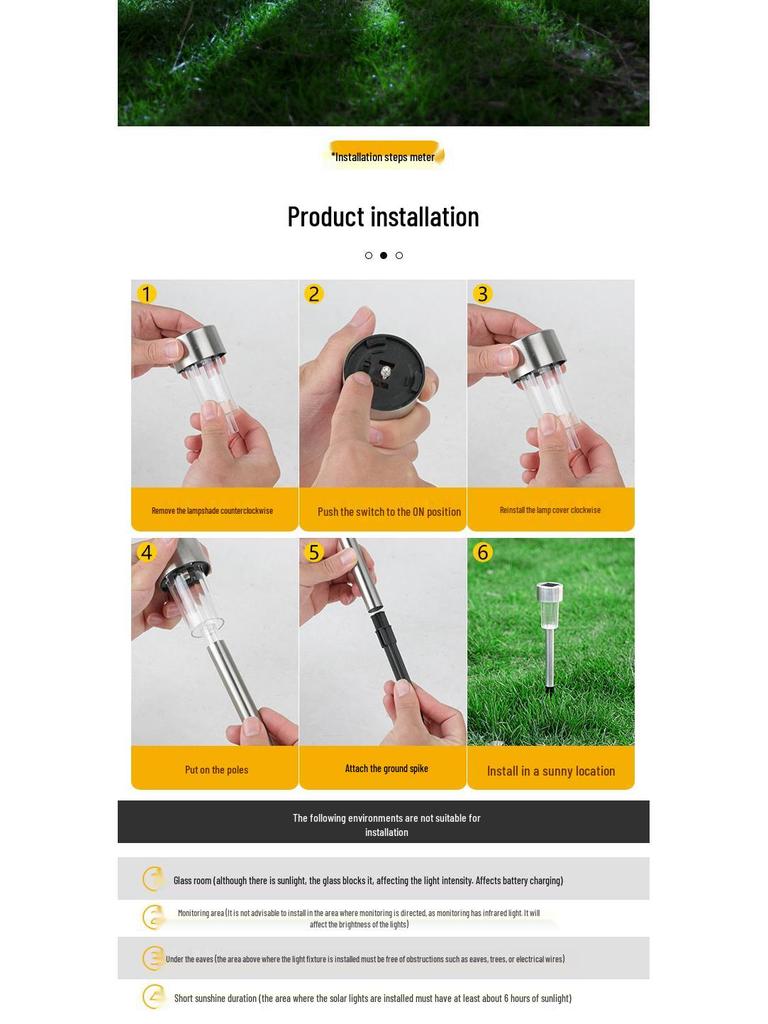 Waterproof Solar Stainless Steel Garden Pathway Light for Outdoor Courtyard and Lawn