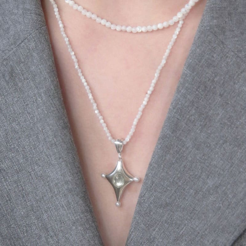 

Baked Alaska Green Amethyst Double Strand Necklace OS (42+50cm)