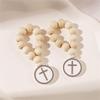 Wooden Rosary Bulk Catholic Prayer Rosary Beads with Crosses Pendants Mesh Bag Baptism First Communion Baby Shower A0KF