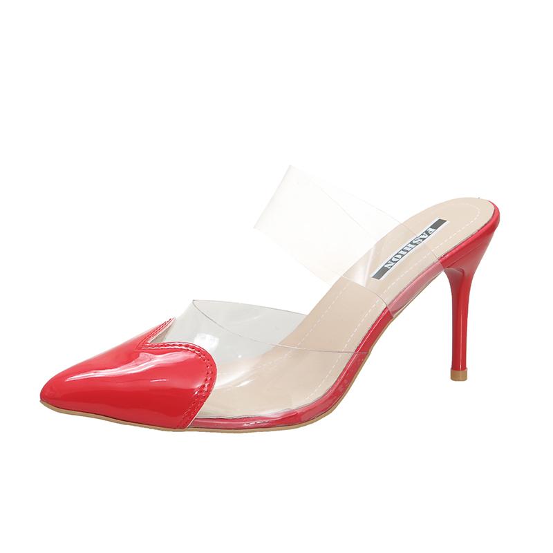 Baotou Slippers Stiletto 2026 Summer New Women's Transparent Open-toe Pointed Toe High Heels