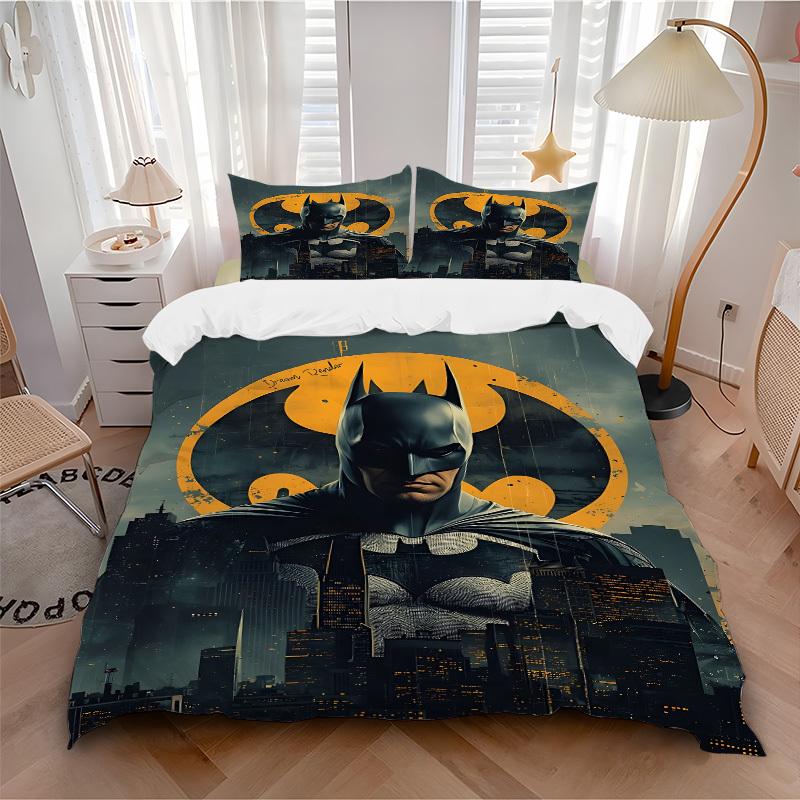 

3pcs Batman Bedding Set, Soft Polyester Duvet Cover and Pillowcases Machine Washable Seasons all suitable194 135x200cm