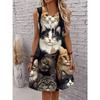 Printed Sleeveless Sundress Without Pockets