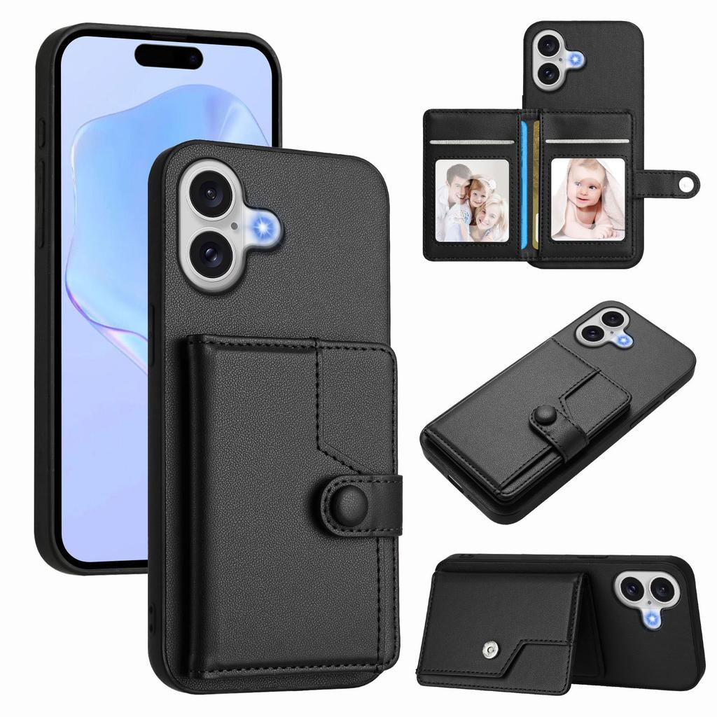 For iPhone 17 Case RFID Blocking Card Holder Kickstand TPU + PU Leather Phone Back Cover