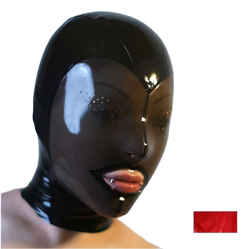 Fetish Mask With Back Zip Transparent Black Face Hood Latex Hoods
