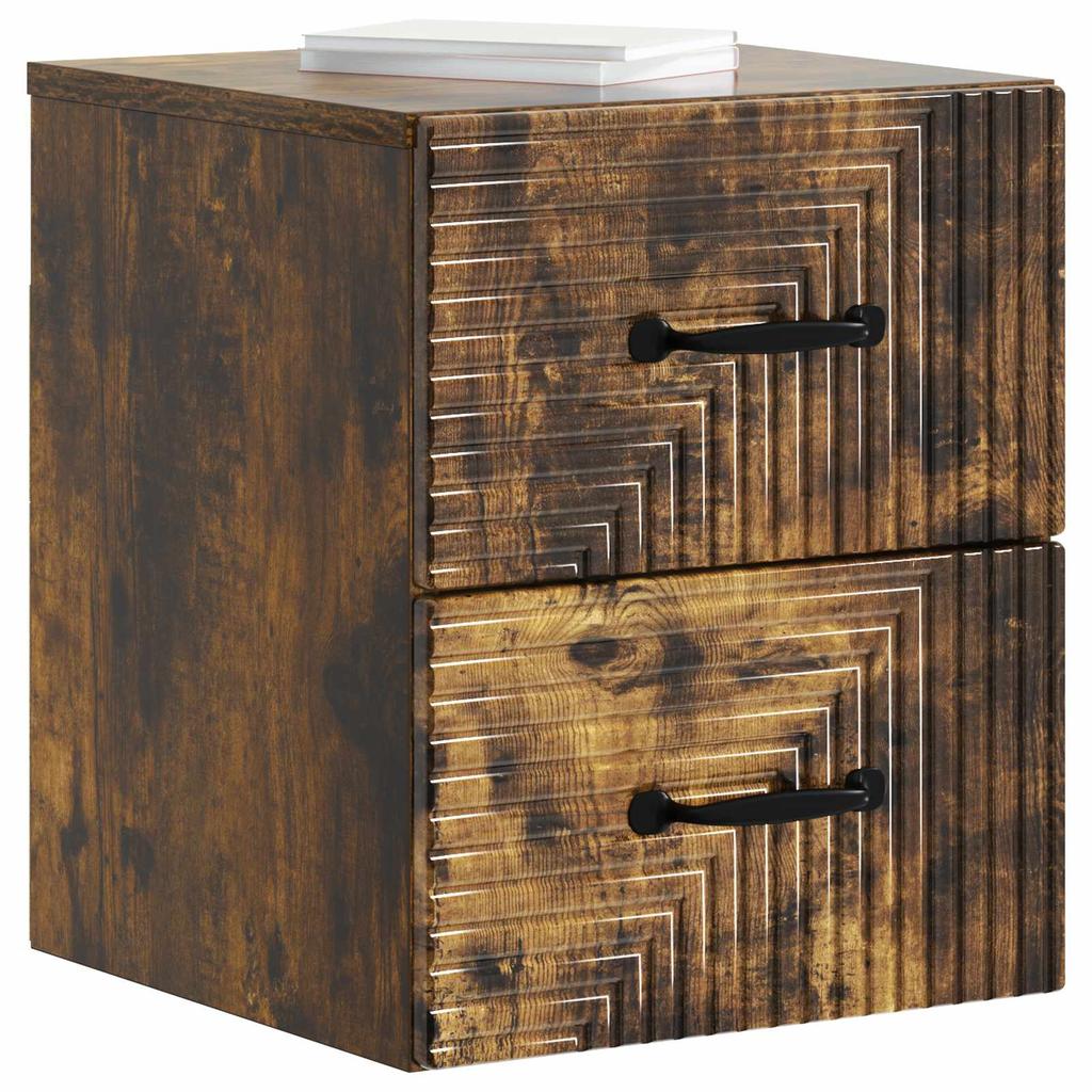 Wall Mounted Nightstand Smoked Oak 34.5 x 33 x 40 cm