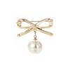 Elegant Simple Bow Brooches Women Bowknot Pin Pearl Pendant Safety Lapel Pins Wedding Jewelry Body Accessories Creative Brooche