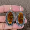 Seam Agate Gemstone Handmade 925 Sterling Silver Jewelry Earring 2.44" KKG-706
