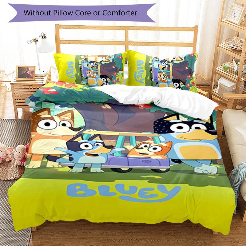 3pcs Bluey pattern bedding set duvet cover set includes duvet cover &pillowcases,perfect all season bedroom decoration&gift