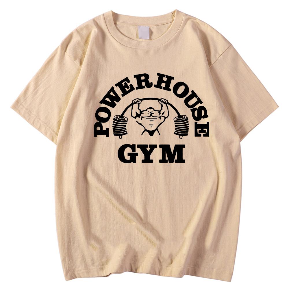 Powerhouse Gym Print Cotton T-shirt Men Women Sportswear Oversized Tshirt Short Sleeve Tee Summer Fitness T Shirts Clothes Tops