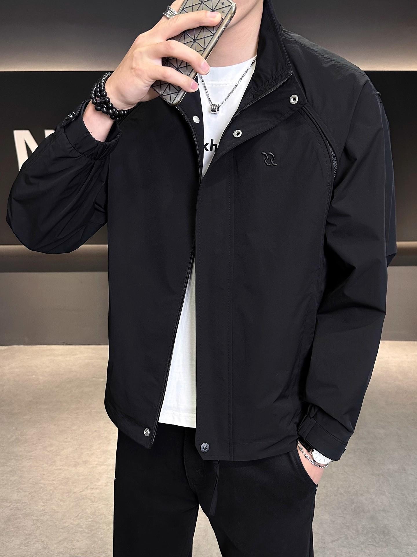 

2025 new stand-up collar jacket men s ruffian handsome high-end sense spring and autumn new men s clothing loose casual jacket men 3XL чёрный