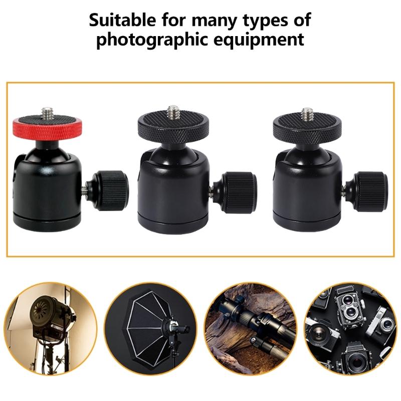 Round Head Tripod Head with 1/4" 3/8'' Hot Shoe 360 Rotatable Round Head Camera Mount Adapter Ballhead for Tripods