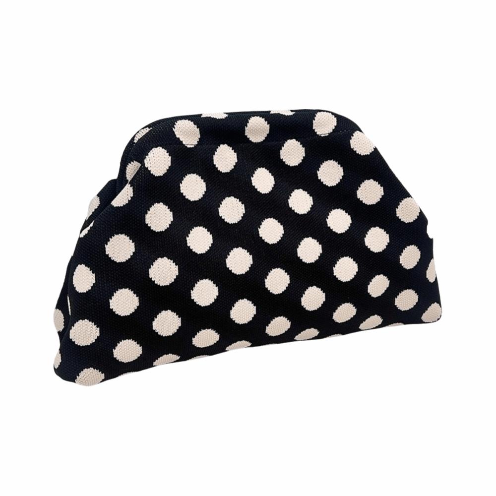 

Large Capacity Polka Dot Makeup Bag Portable Large Capacity Clutch Bag Retro Cosmetic Pouch Gym чёрный