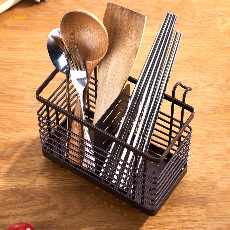Hanging Kitchen Cutlery Holder Sink Caddie Cutlery Drainer Stainless Steel Kitchen Caddie Spoon and Fork Chopstick Organizer
