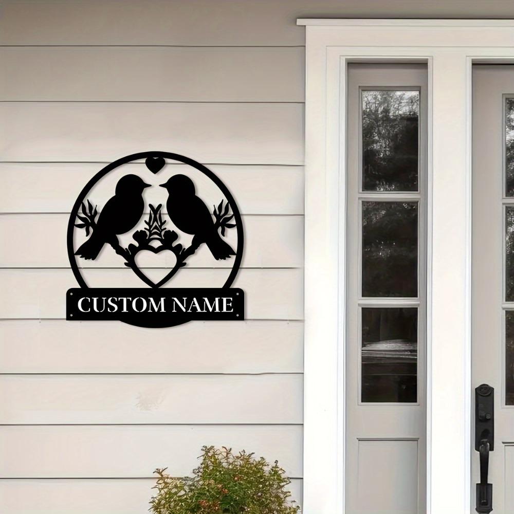 1pc Custom Metal Bird Heart Wall Art for Couples, Personalized Lovebird Sign, Rustic Home Decor, Indoor/Outdoor Gift