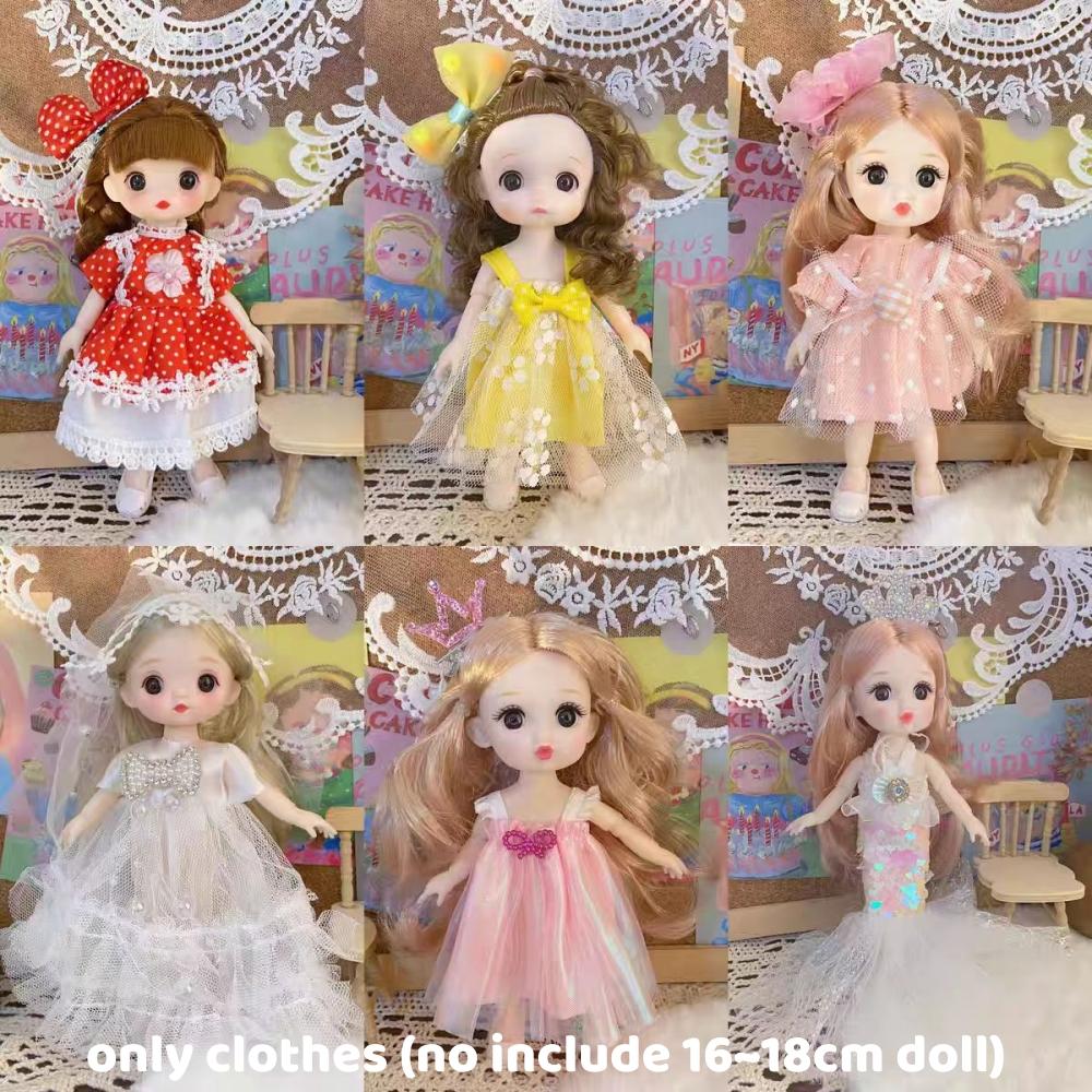 16Cm-18Cm Bjd Doll Dress 1/8 Doll Clothes Casual Princess Dress Up Children'S Toys Doll Accessories For Girls Gifts Blind Bag