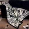 LISM Vintage Ink Art Knitted Sofa Throw