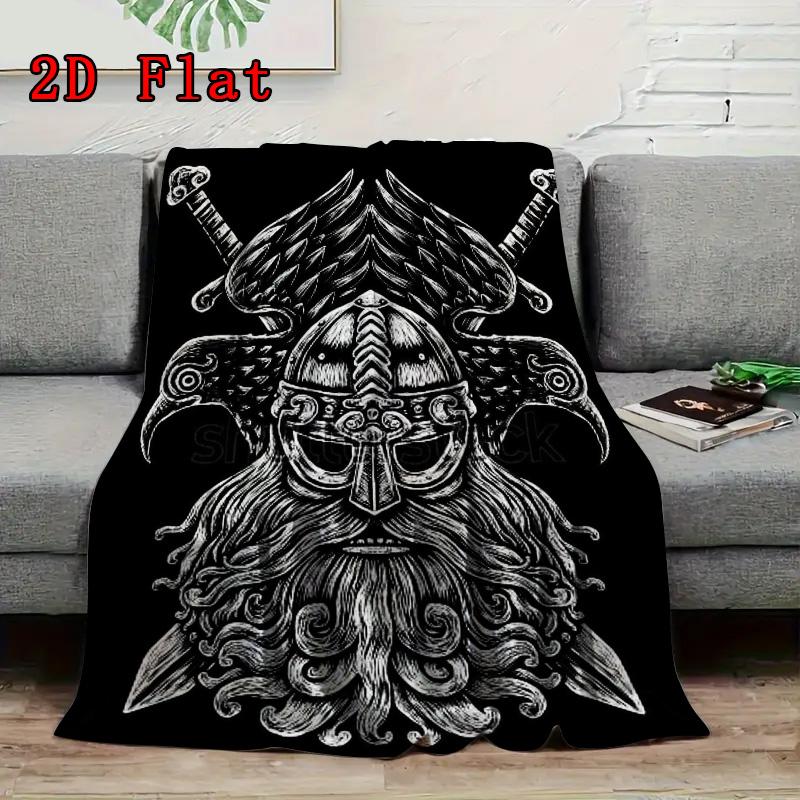 Odin Wikinger Krieger 2D Flaches Muster Flanelldecke Hohe Qualität Alle Jahreszeiten Wärme und Komfort Perfekt für Weihnachtsgeschenke.