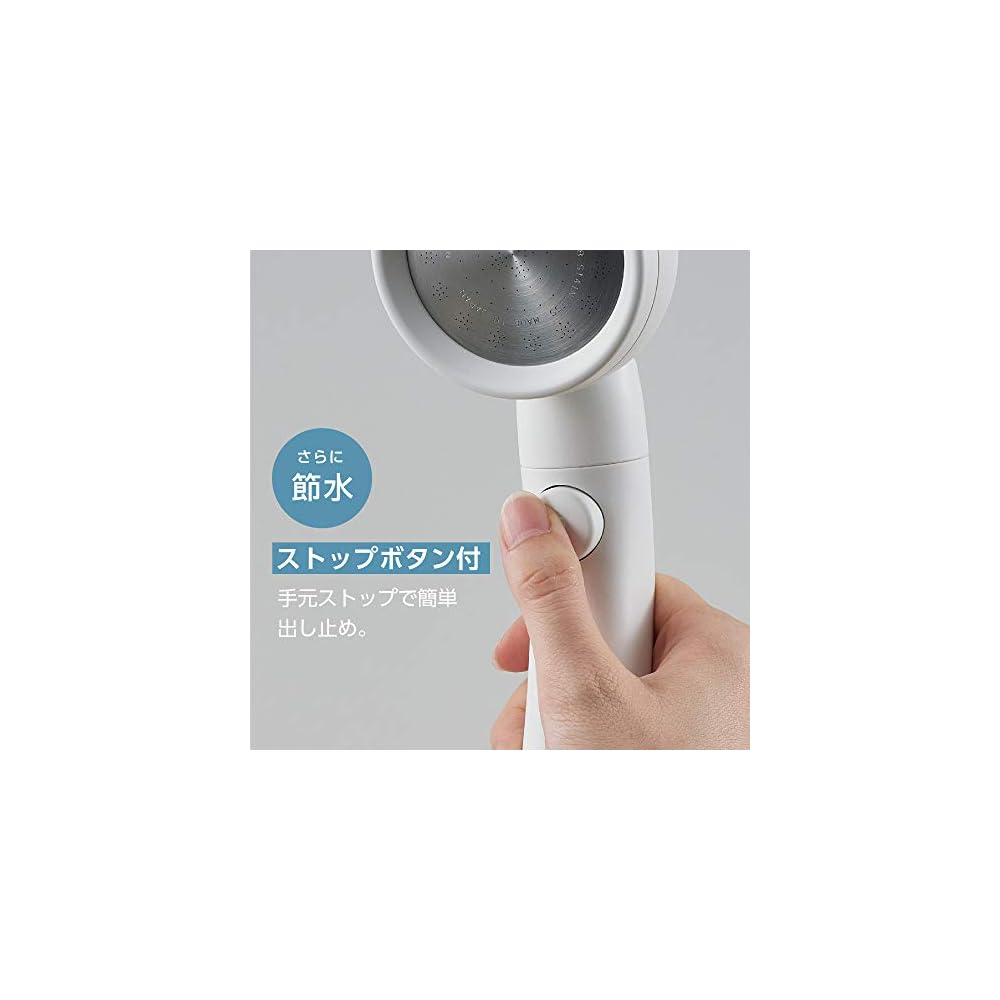 SANEI Rainy Move Shower Head, Made in Japan, with Handheld Stop, 50% Water Saving, Adjustable