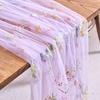 French Pastoral Style Embroidered Flower Lace Table Runner Long Strip Romantic Table Cover Retro Breathable Table Linen Party