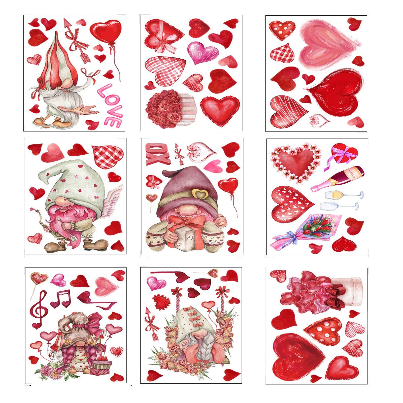 

Наклейки на окна ко Дню святого Валентина, наклейки на окна с гномами ко Дню святого Валентина, съемные украшения для окон для стеклянных домов и праздников One Size