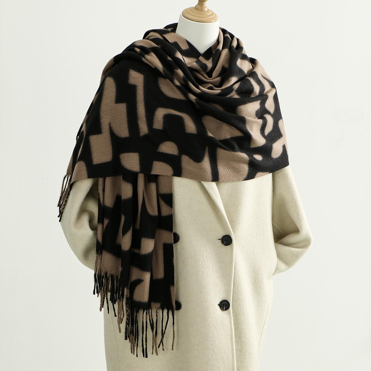 

Fashion Print Tassels Shawl Imitation Cashmere Thickened Winter Warm Scarf Windproof Foulard Pashmina Hijabs for Women