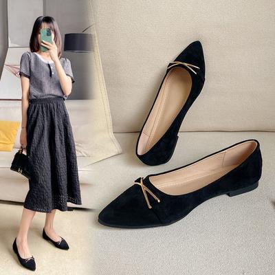 Spring/Autumn New Shallow Mouth Small Size 32 33 34 44 Shoe Flat Heels Sandals Women Dark Blue Pointed Flat Sole Nude Shoes