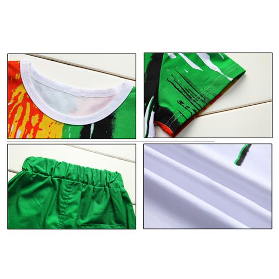 2 Pezzi Stile Hiphop Bambino Ragazzo Maglietta a Maniche Corte Top Pantaloni con Elastico in Vita Outfit