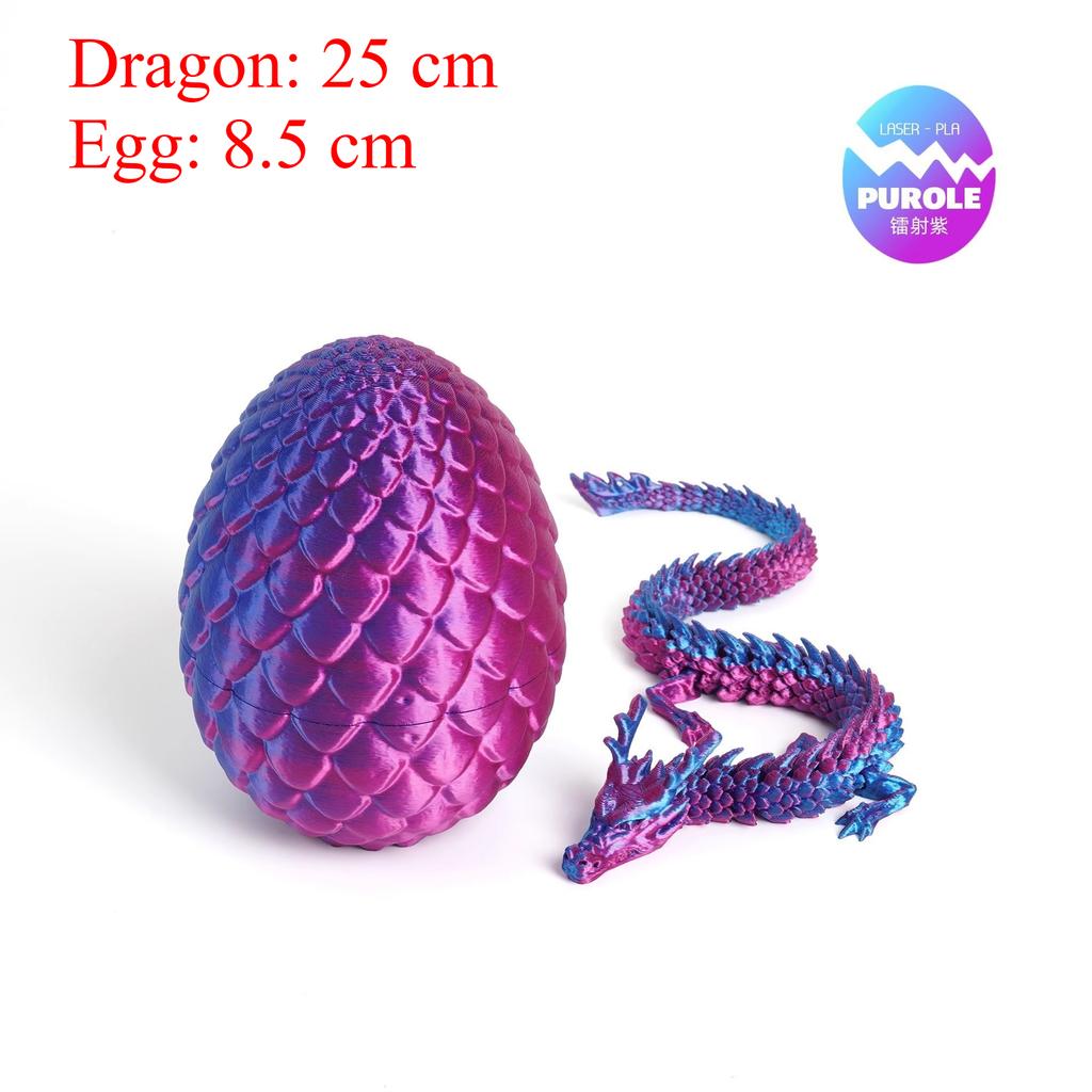 Articulated Dragon Model with 3D Printed 30cm Egg Figurine Sculpture for Home Room Desk Decoration Fantasy Ornament Display Gift